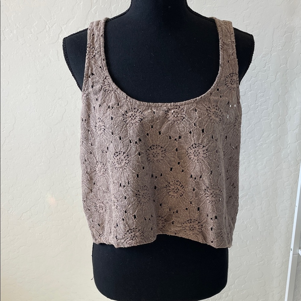 Brown Crochet floral Women’s Tank Top